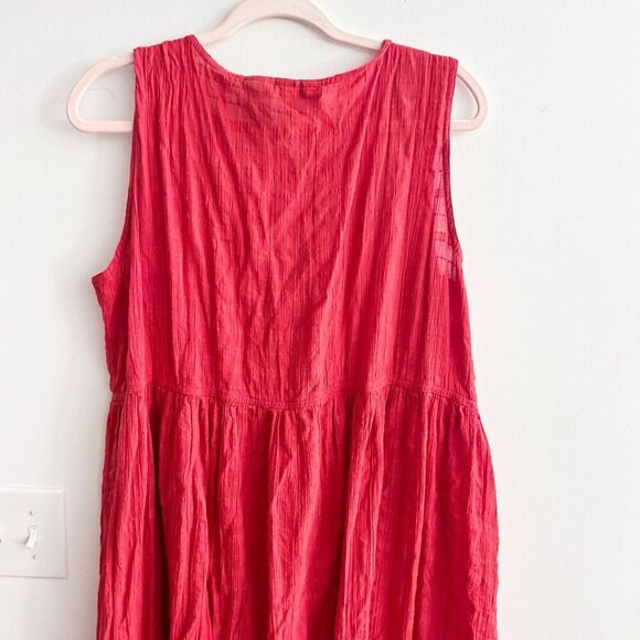 Vtg 90s White Stag Red Dress 18W/20W Button Front Round Neck Sleeveless Casual - Picture 5 of 11